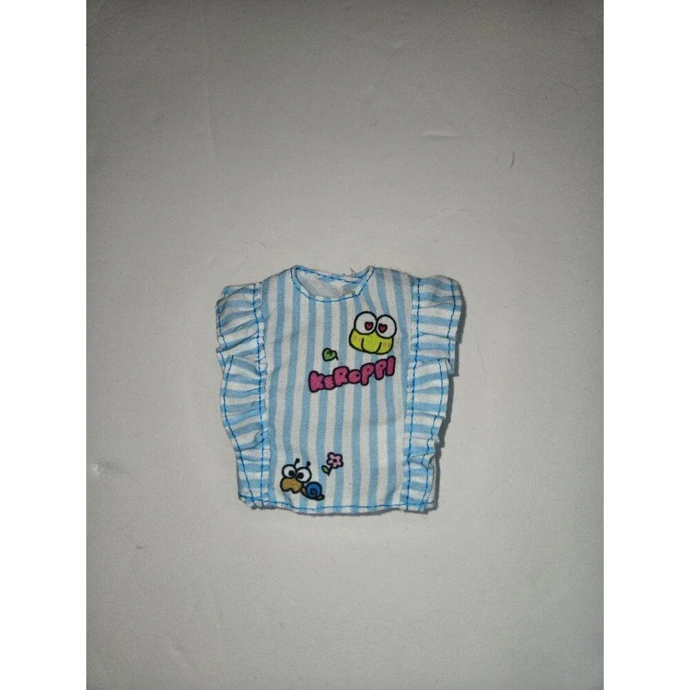 Barbie Doll Sanrio Shirt Blue and White Striped Keroppi Ruffles